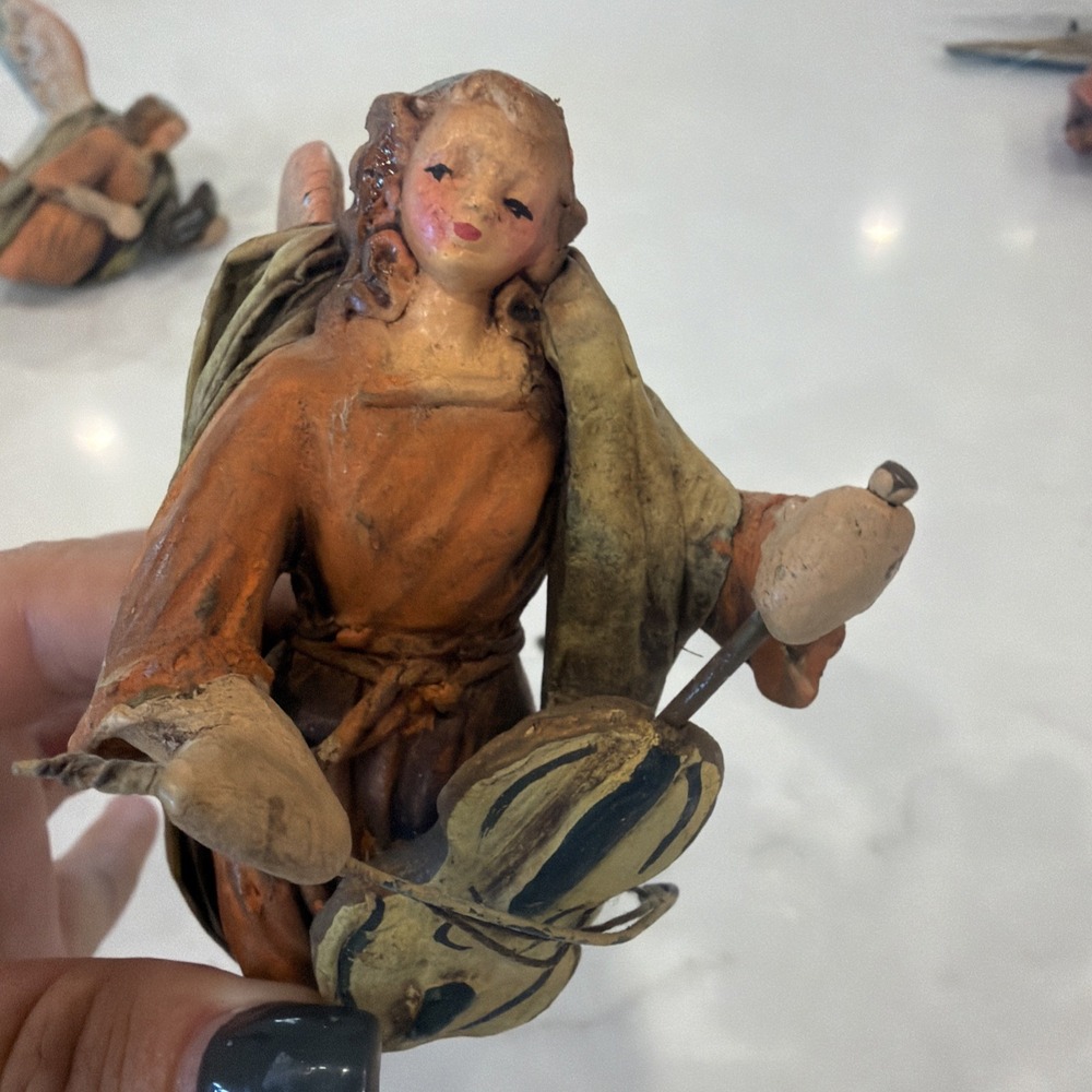 Vintage Italy Papier Mache Angel Orchestra 8 Musical Angels Christmas MCM - Picture 11 of 16